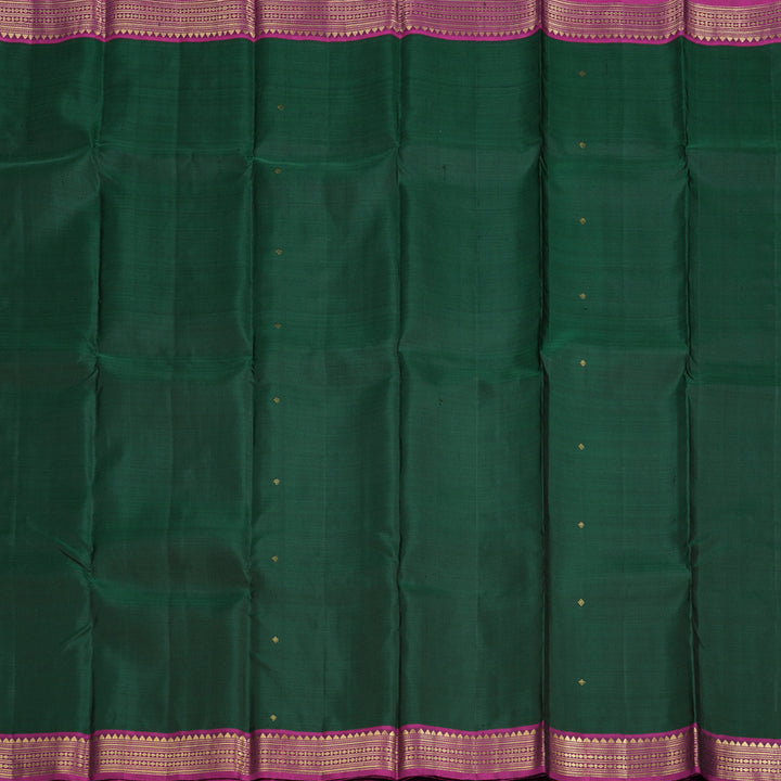 Hayagrivas Bottle Green Handloom Kanjivaram Silk Saree with Purple Border BBD1295L1-1