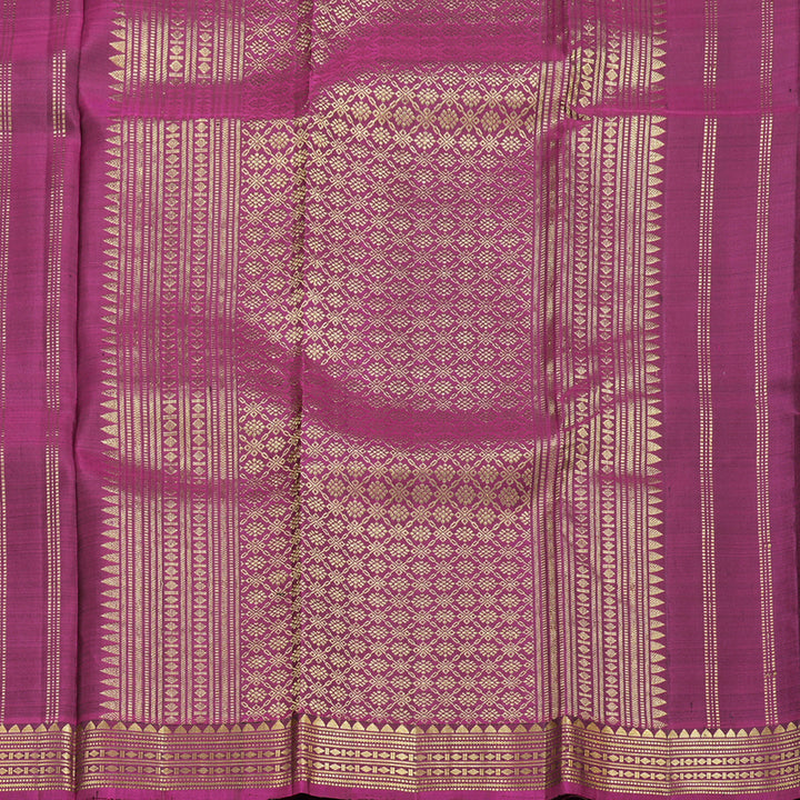 Hayagrivas Bottle Green Handloom Kanjivaram Silk Saree with Purple Border BBD1295L1-1