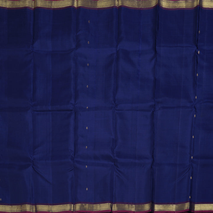 Hayagrivas Dark Blue Handloom Kanjivaram Silk Saree with Dark Purple Border BBD1295L1-4