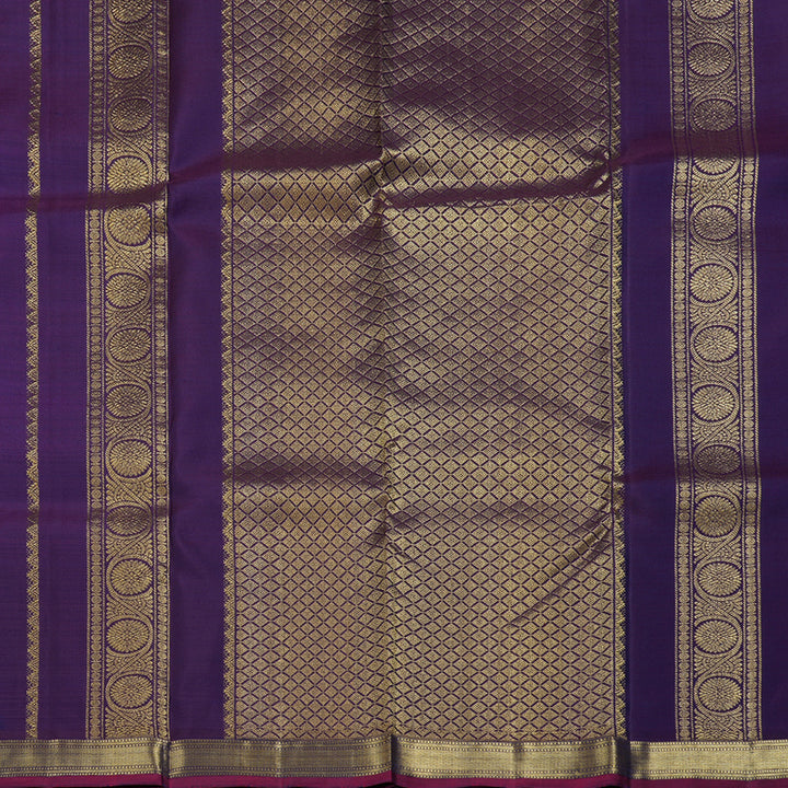 Hayagrivas Dark Blue Handloom Kanjivaram Silk Saree with Dark Purple Border BBD1295L1-4