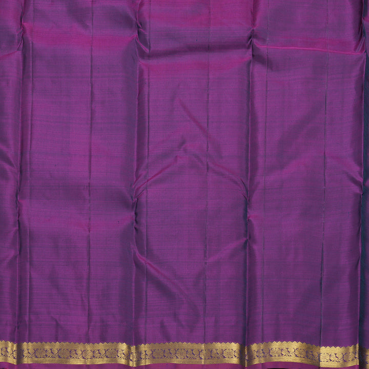 Hayagrivas Peacock Blue Handloom Kanjivaram Silk Saree with Purple Border BBD1295L1-6