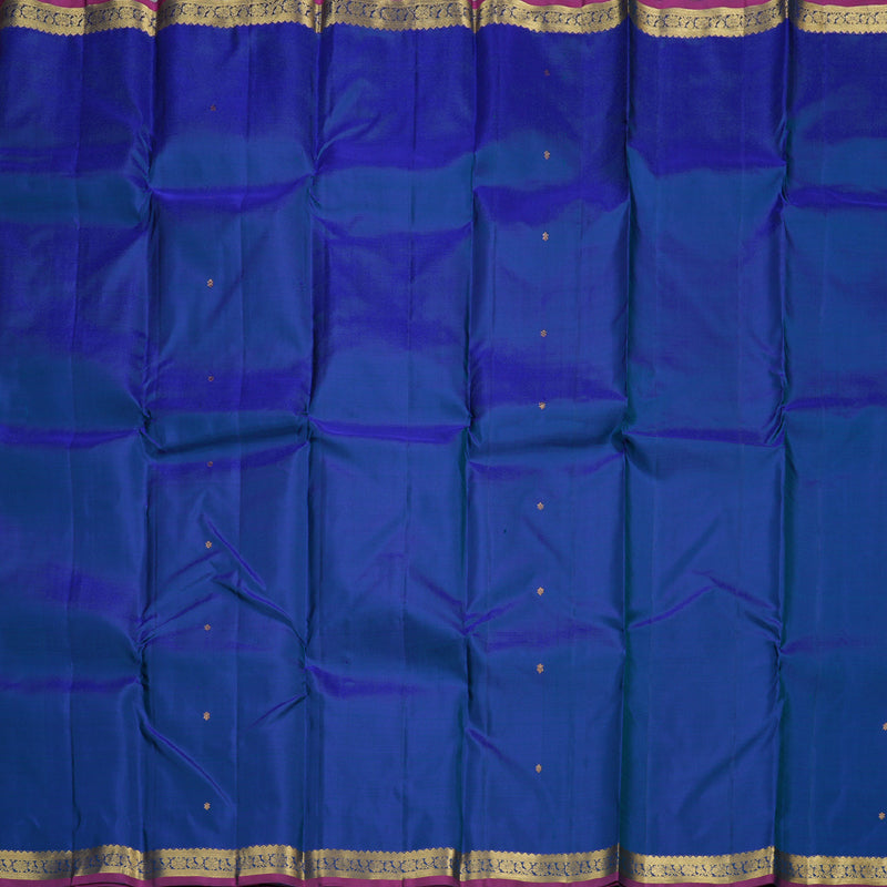 Hayagrivas Peacock Blue Handloom Kanjivaram Silk Saree with Purple Border BBD1295L1-6