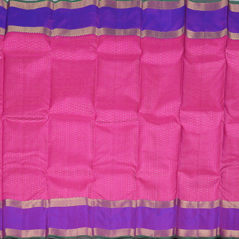 Hayagrivas Calming Pink Handloom Kanjivaram Silk Saree with Purple Border BBD1295L5-1
