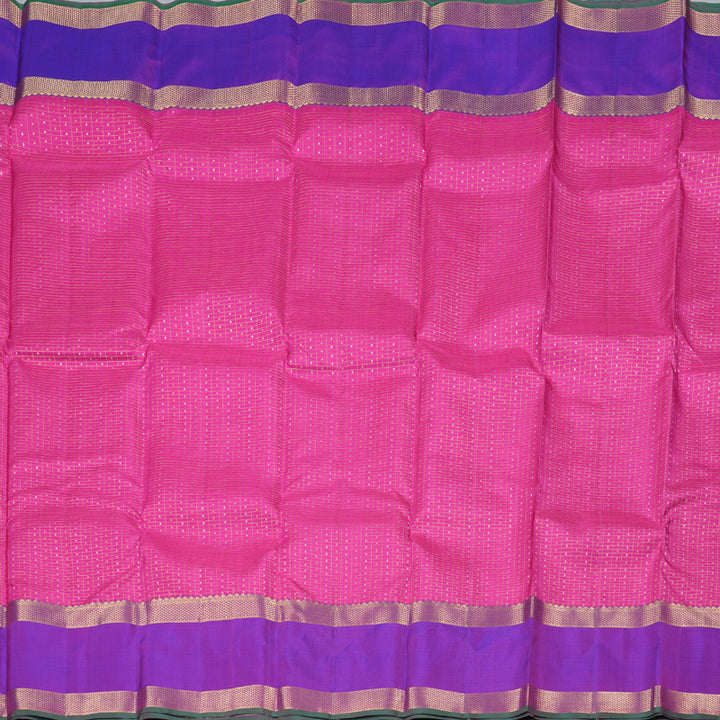 Hayagrivas Calming Pink Handloom Kanjivaram Silk Saree with Purple Border BBD1295L5-1