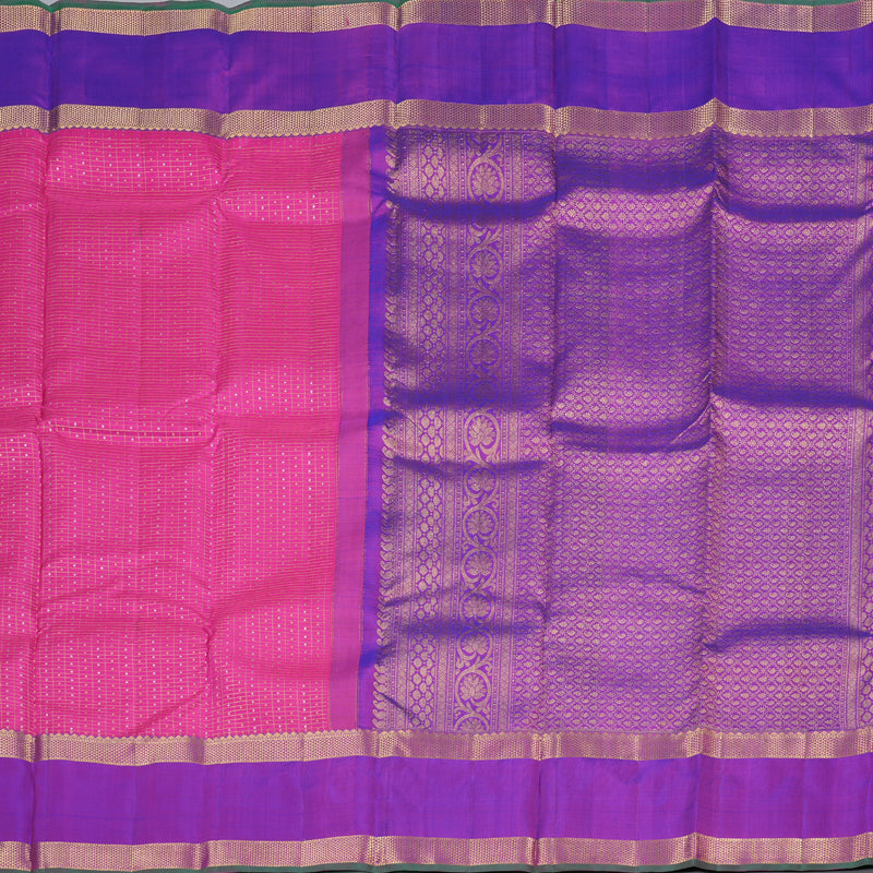 Hayagrivas Calming Pink Handloom Kanjivaram Silk Saree with Purple Border BBD1295L5-1