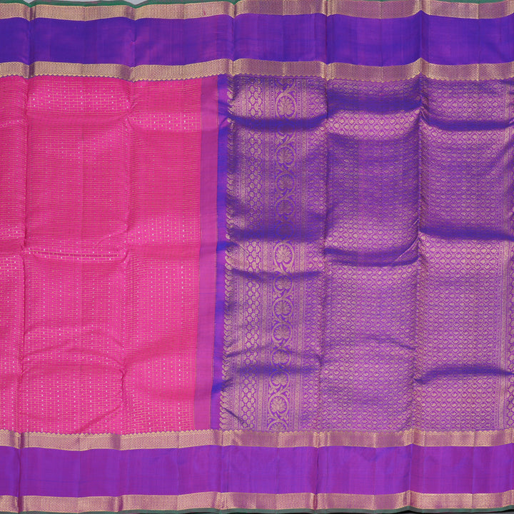 Hayagrivas Calming Pink Handloom Kanjivaram Silk Saree with Purple Border BBD1295L5-1