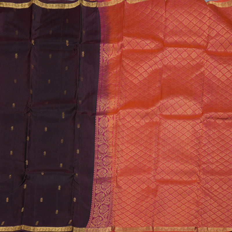 Hayagrivas Dark Brown Handloom Kanjivaram Silk Saree BBD1296L1-6