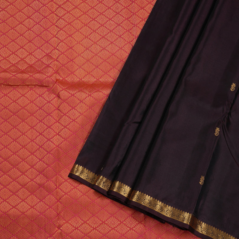 Hayagrivas Dark Brown Handloom Kanjivaram Silk Saree BBD1296L1-6