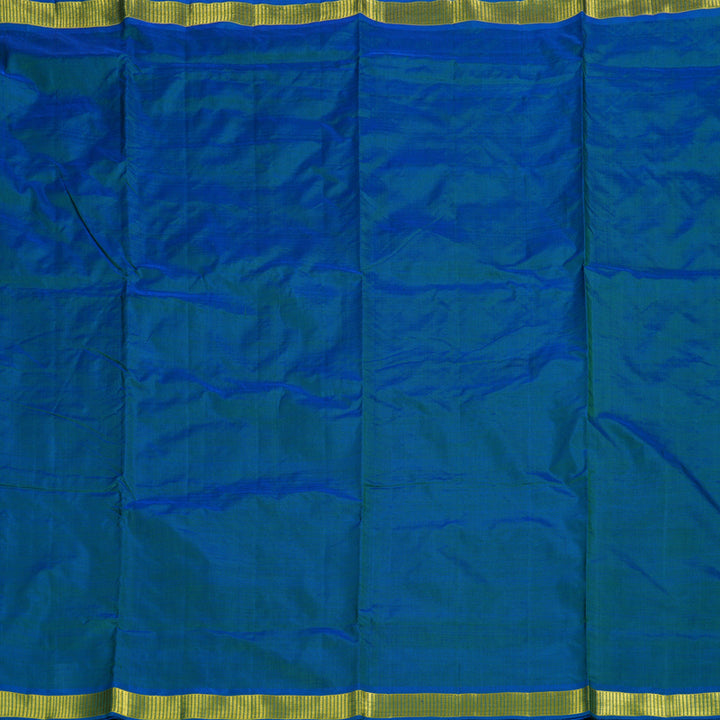 Hayagrivas Peacock Blue Handloom Kanjivaram Ten Yard Silk Saree  BBD1297L3-1