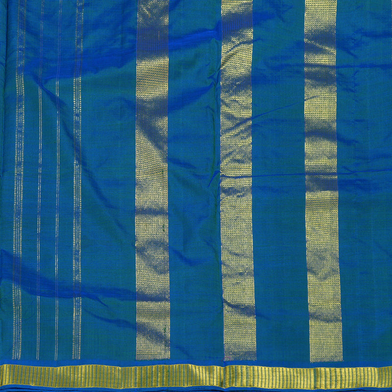 Hayagrivas Peacock Blue Handloom Kanjivaram Ten Yard Silk Saree  BBD1297L3-1