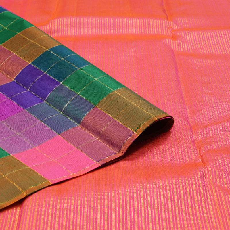 Hayagrivas Handloom Kanjivaram Silk Saree in Eclectic Multi Color Checks BBD1298L1-1