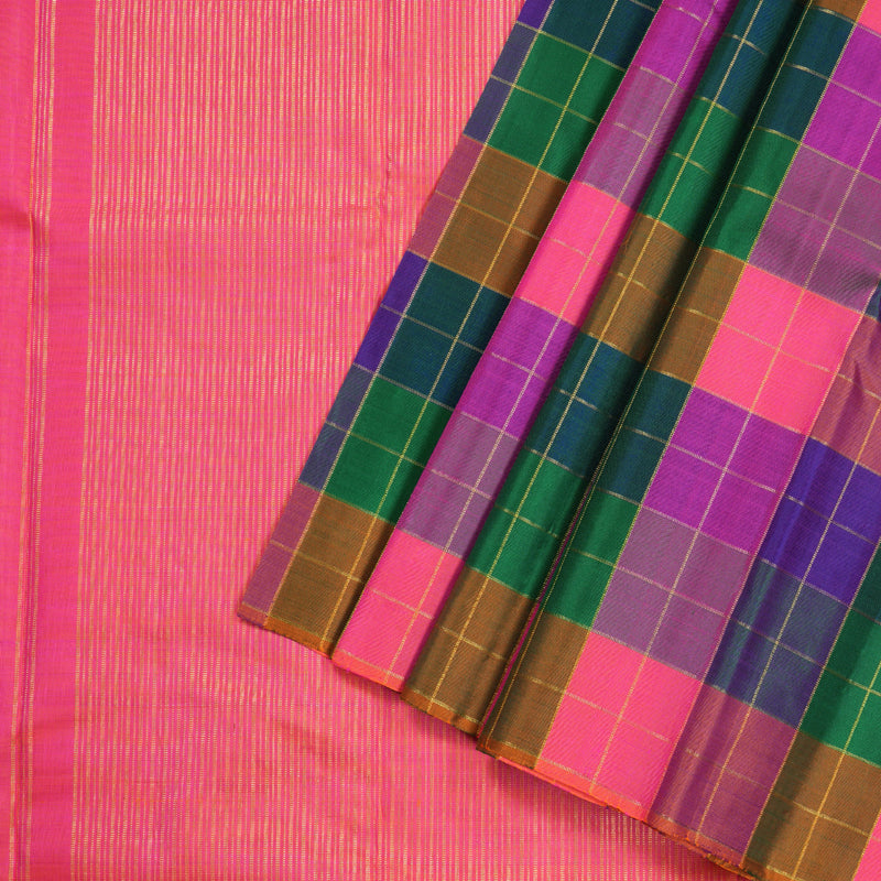 Hayagrivas Handloom Kanjivaram Silk Saree in Eclectic Multi Color Checks BBD1298L1-1