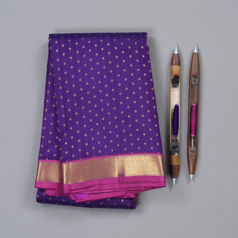 Hayagrivas Blue Handloom Kanjivaram Silk Saree with Purple Border BBD1298L3-1