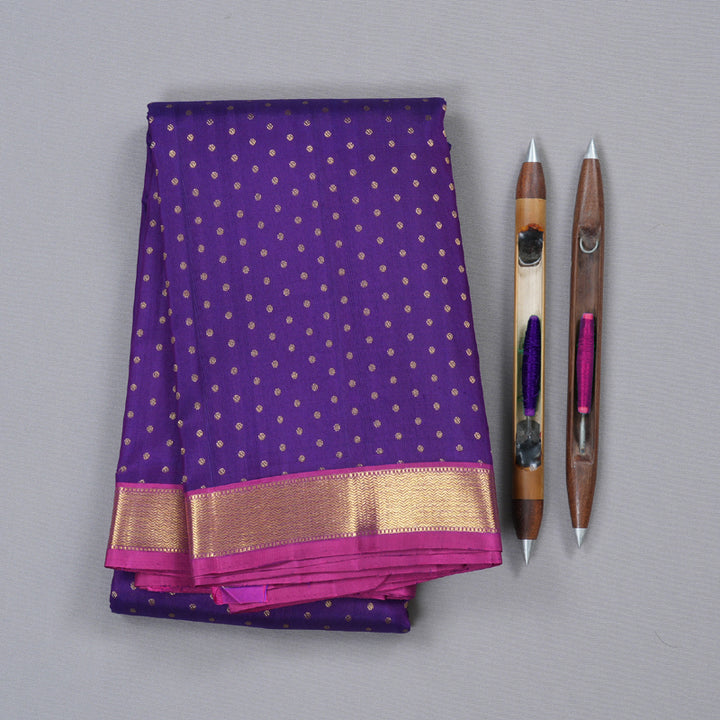 Hayagrivas Blue Handloom Kanjivaram Silk Saree with Purple Border BBD1298L3-1
