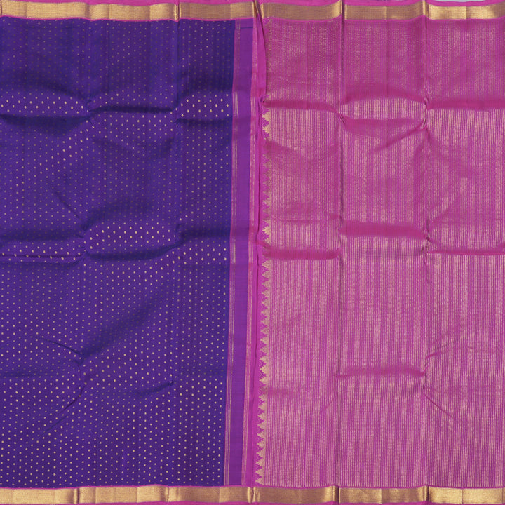 Hayagrivas Blue Handloom Kanjivaram Silk Saree with Purple Border BBD1298L3-1