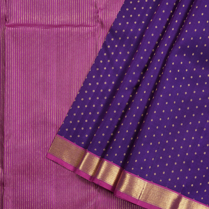 Hayagrivas Blue Handloom Kanjivaram Silk Saree with Purple Border BBD1298L3-1