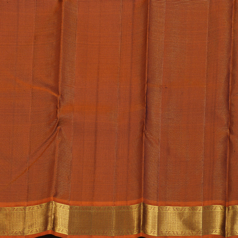 Hayagrivas Dark Brown Handloom Kanjivaram Silk Saree with Burnt Orange Border BBD1298L7-1