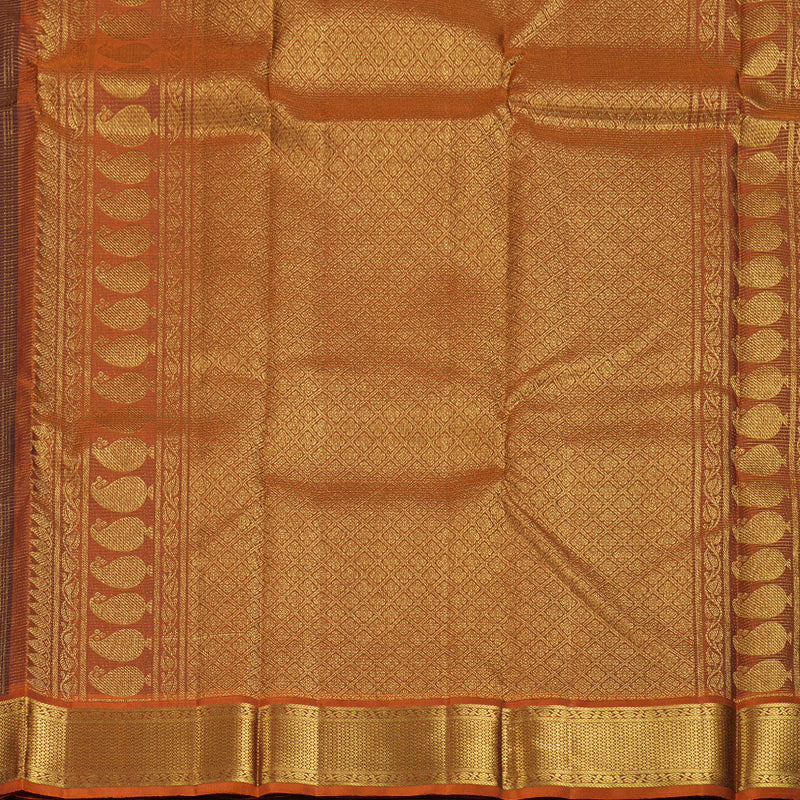 Hayagrivas Dark Brown Handloom Kanjivaram Silk Saree with Burnt Orange Border BBD1298L7-1