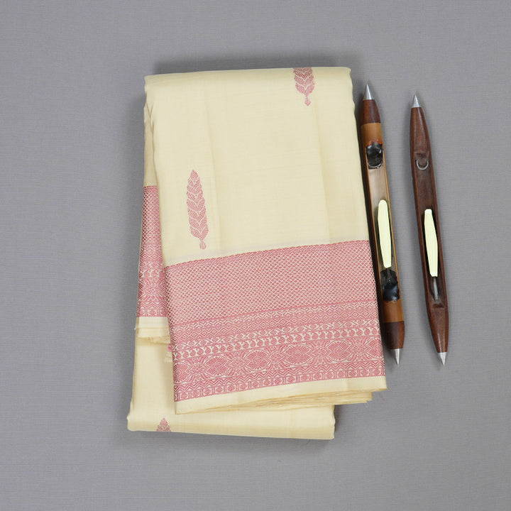 Hayagrivas Sandal Yellow Handloom Kanjivaram Silk Saree with Sandal Yellow Border BBD1299L1-4