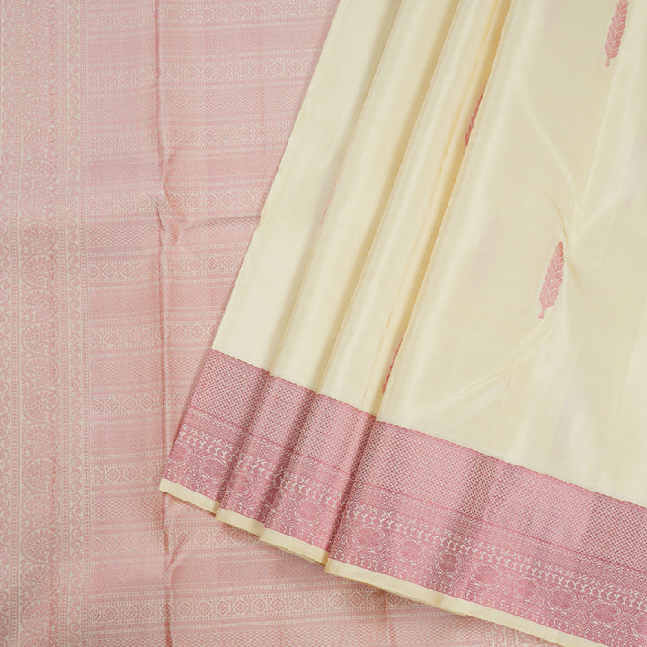 Hayagrivas Sandal Yellow Handloom Kanjivaram Silk Saree with Sandal Yellow Border BBD1299L1-4