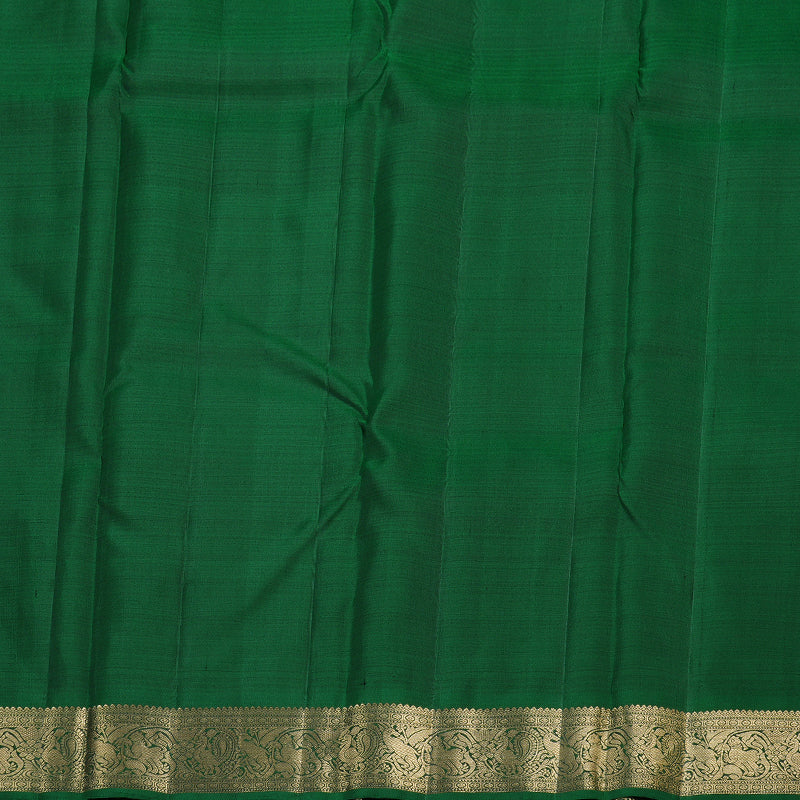 Hayagrivas Honey Mustard Handloom Kanjivaram Silk Saree with Dark Green Border BBD1299L10-1