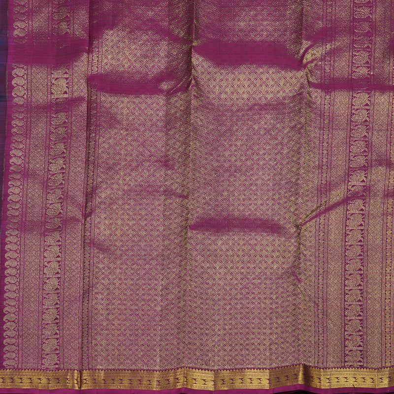 Hayagrivas Dark Green Handloom Kanjivaram Silk Saree with Purple Border BBD1299L16-1