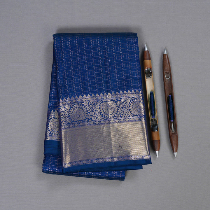 Hayagrivas Peacock Blue Handloom Kanjivaram Silk Saree with Peacock Blue Border BBD1299L2-2