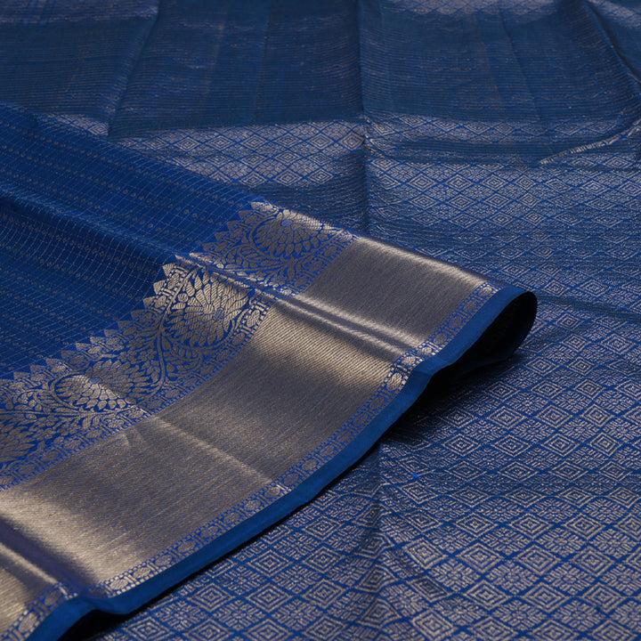 Hayagrivas Peacock Blue Handloom Kanjivaram Silk Saree with Peacock Blue Border BBD1299L2-2