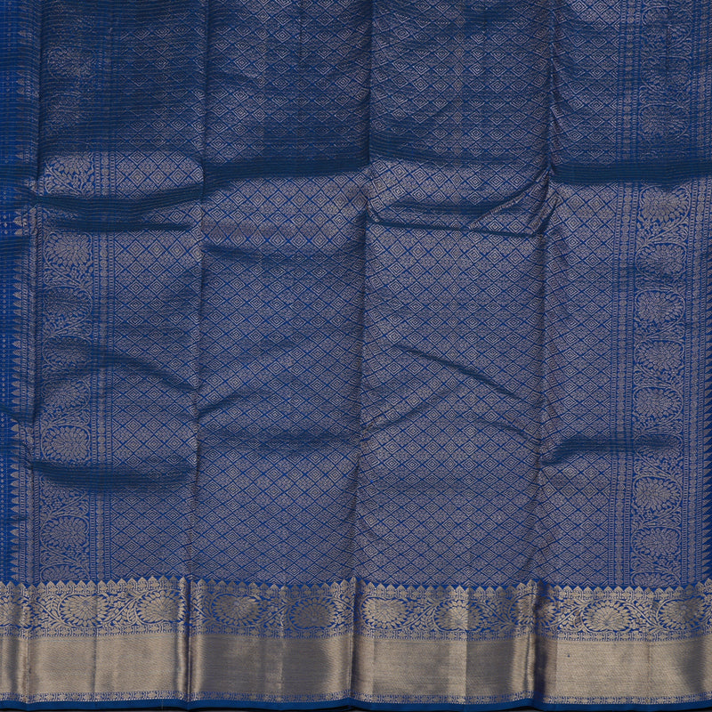 Hayagrivas Peacock Blue Handloom Kanjivaram Silk Saree with Peacock Blue Border BBD1299L2-2