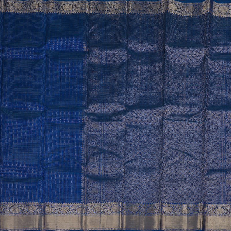 Hayagrivas Peacock Blue Handloom Kanjivaram Silk Saree with Peacock Blue Border BBD1299L2-2