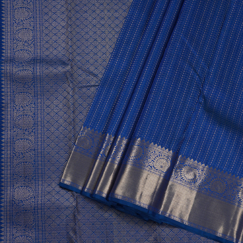 Hayagrivas Peacock Blue Handloom Kanjivaram Silk Saree with Peacock Blue Border BBD1299L2-2