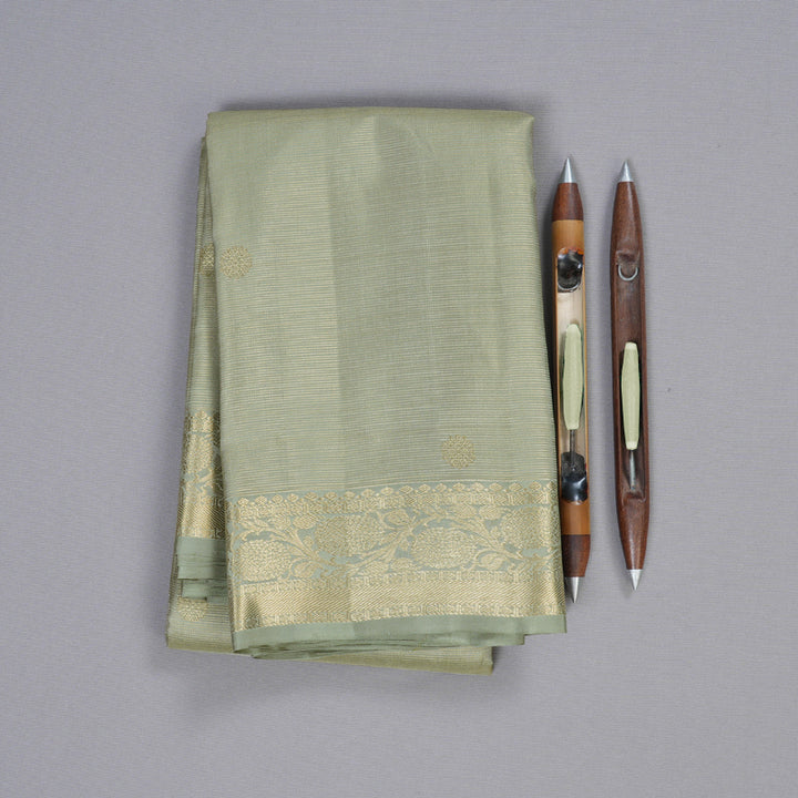 Hayagrivas Pastel Green Handloom Kanjivaram Silk Saree with Pastel Border BBD1299L22-1