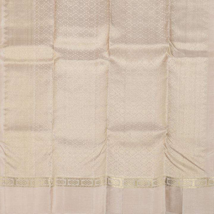Hayagrivas Sandal Beige Handloom Kanjivaram Silk Saree with Pastel Border BBD1299L24-2