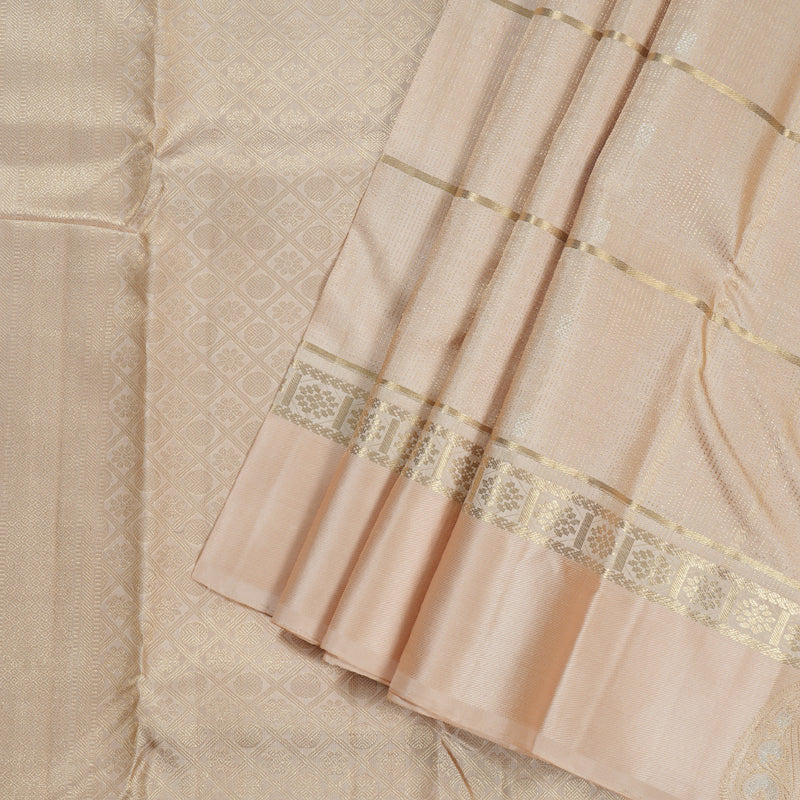 Hayagrivas Sandal Beige Handloom Kanjivaram Silk Saree with Pastel Border BBD1299L24-2