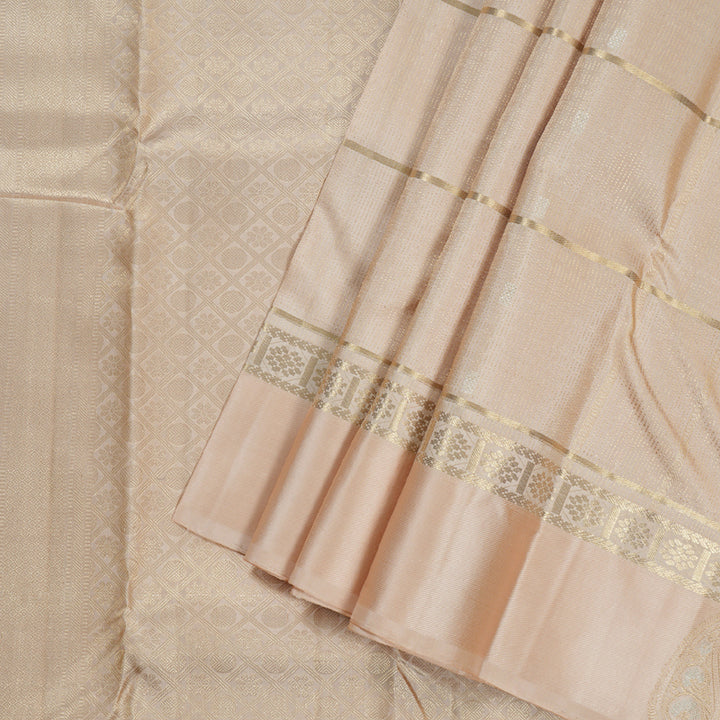 Hayagrivas Sandal Beige Handloom Kanjivaram Silk Saree with Pastel Border BBD1299L24-2