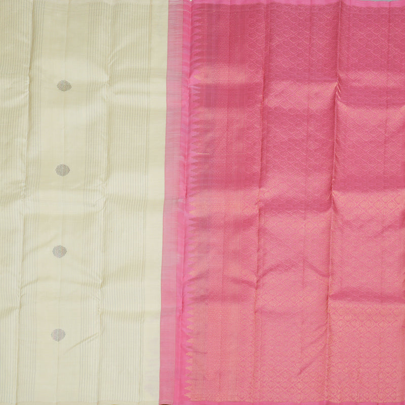 Hayagrivas Half White Handloom Kanjivaram Silk Saree BBD1299L3-4