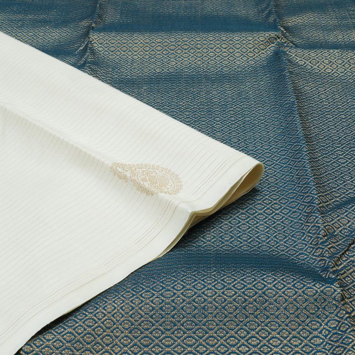 Hayagrivas Handloom Pure Kanjivaram Silk Saree in Delicate White BBD1299L31-1