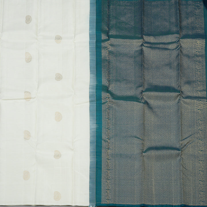 Hayagrivas Handloom Pure Kanjivaram Silk Saree in Delicate White BBD1299L31-1