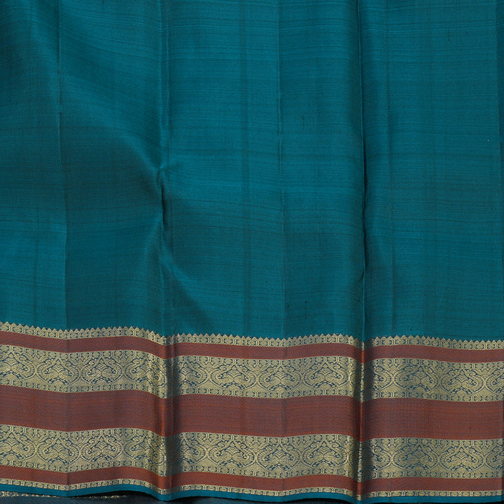 Hayagrivas Handloom Deep Violet Kanjivaram Silk Saree with Deep Teal Border BBD1299L4-2