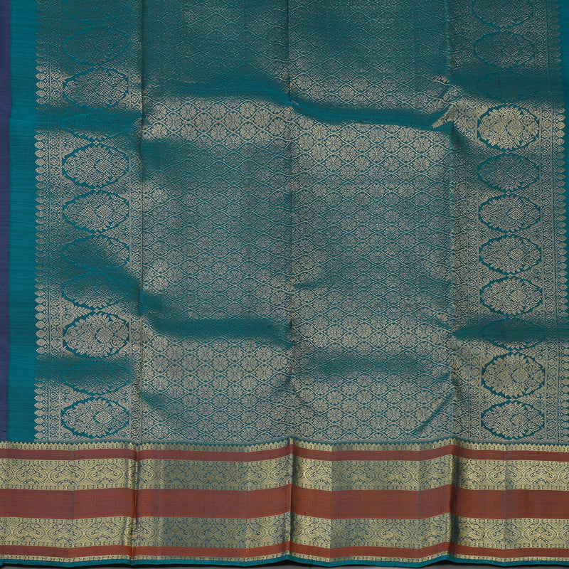 Hayagrivas Handloom Deep Violet Kanjivaram Silk Saree with Deep Teal Border BBD1299L4-2
