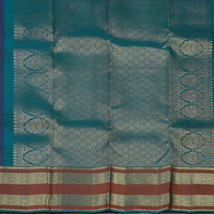 Hayagrivas Handloom Deep Violet Kanjivaram Silk Saree with Deep Teal Border BBD1299L4-2