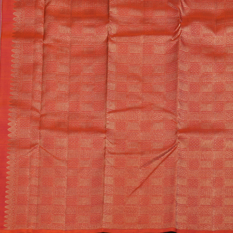 Hayagrivas Silver Grey Handloom Kanjivaram Silk Saree with Orangish Pink Border BBD1299L8-2