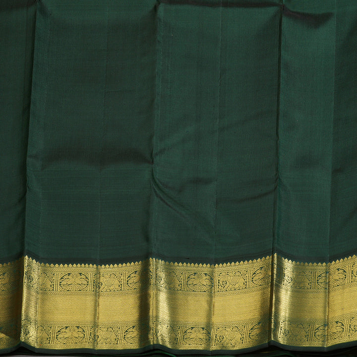 Hayagrivas Burnt Orange Handloom Kanjivaram Silk Saree with Bottle Green Border BBD129D4-1