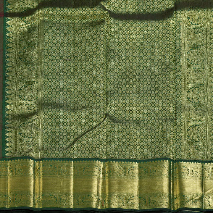 Hayagrivas Burnt Orange Handloom Kanjivaram Silk Saree with Bottle Green Border BBD129D4-1