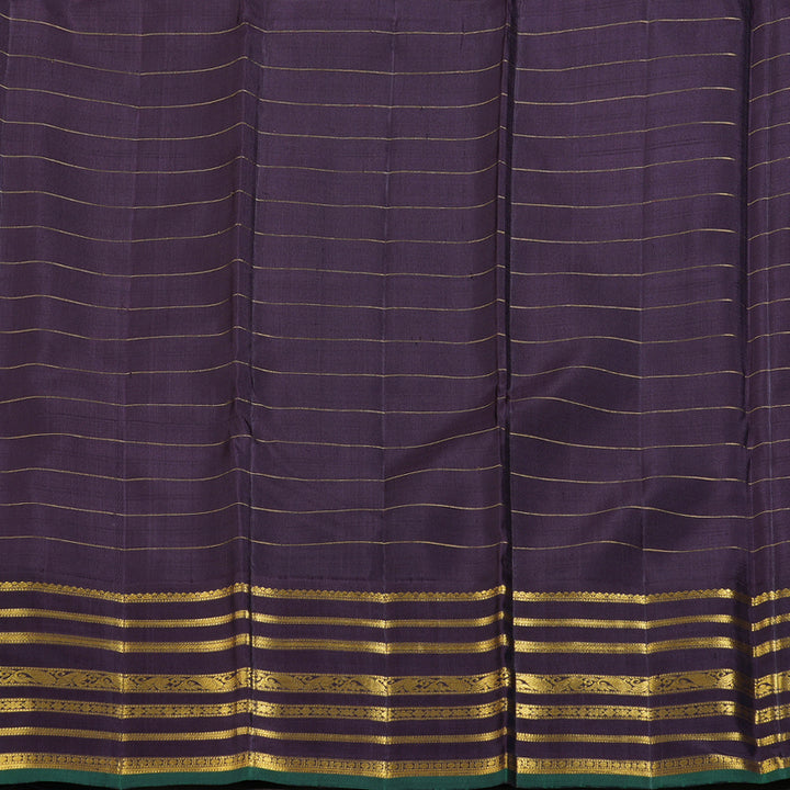 Hayagrivas Half White Handloom Kanjivaram Silk Saree with Dark Plum Purple Border BBD12D16-1