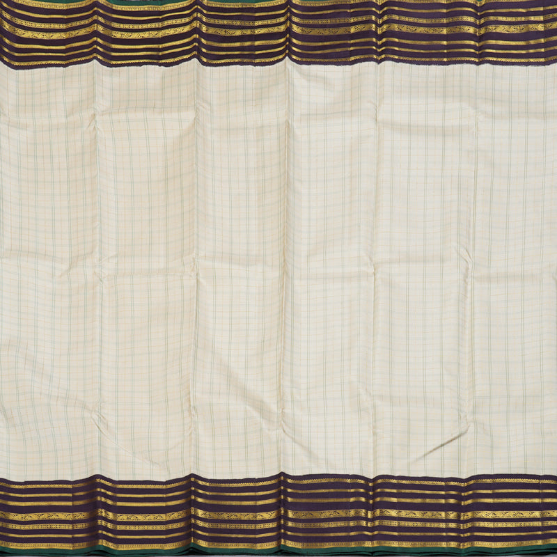 Hayagrivas Half White Handloom Kanjivaram Silk Saree with Dark Plum Purple Border BBD12D16-1