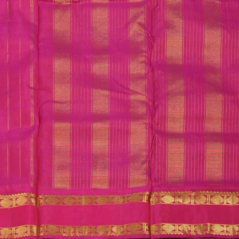 Hayagrivas Wine Maroon Handloom Ten Yards Kanjivaram Silk Saree with Orangish Pink Border BBD1301L1-5