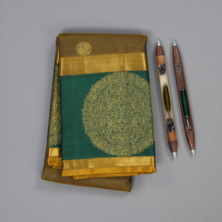 Hayagrivas Sampanga Green Handloom Kanjivaram Silk Saree with Bottle Green Border BBD1305L7-1