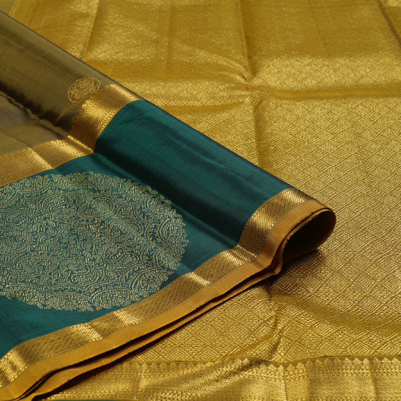 Hayagrivas Sampanga Green Handloom Kanjivaram Silk Saree with Bottle Green Border BBD1305L7-1