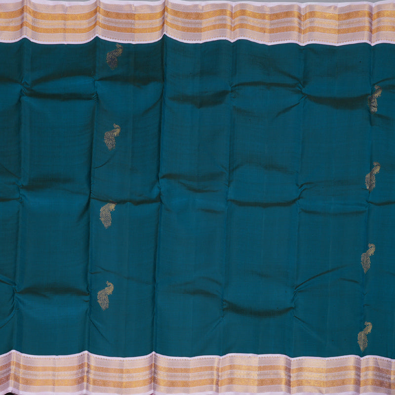 Hayagrivas Dark Sky Blue Handloom Kanjivaram Silk Saree with Baby Pink Border BBD1306L2-1